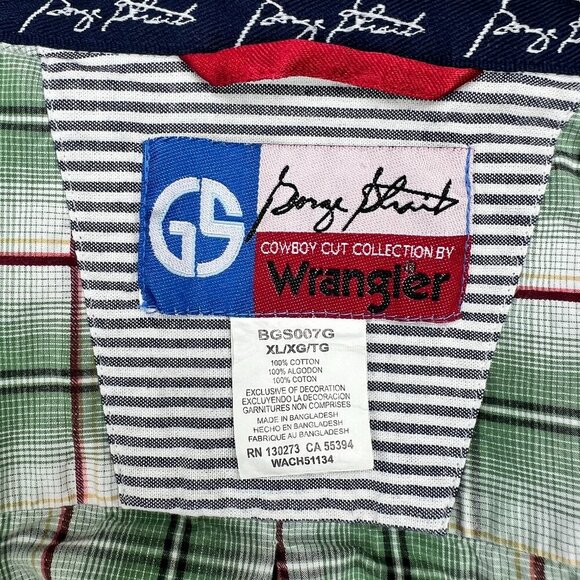 Wrangler George Strait Button Down Boys Green/Red Long Sleeve Size XL - Picture 6 of 8